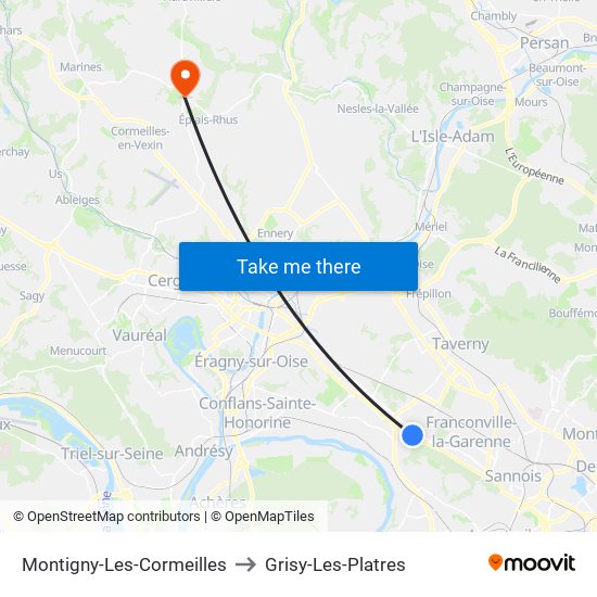 Montigny-Les-Cormeilles to Grisy-Les-Platres map