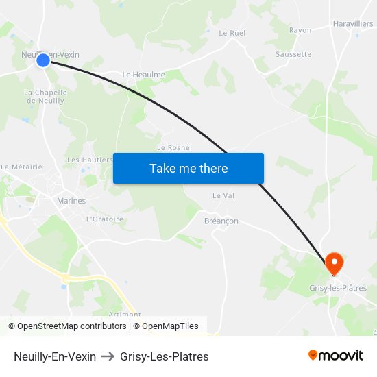 Neuilly-En-Vexin to Grisy-Les-Platres map