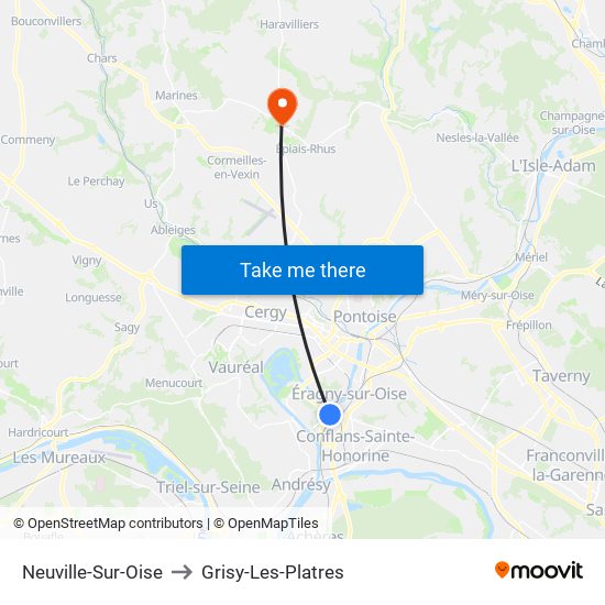 Neuville-Sur-Oise to Grisy-Les-Platres map