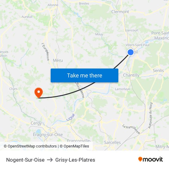 Nogent-Sur-Oise to Grisy-Les-Platres map