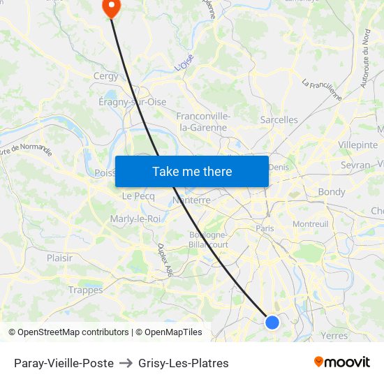Paray-Vieille-Poste to Grisy-Les-Platres map