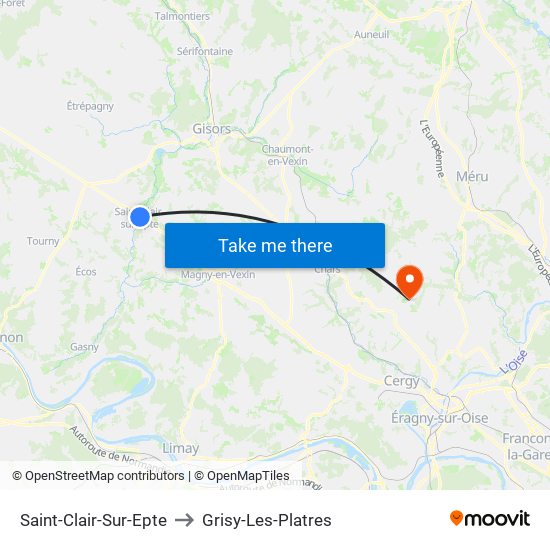 Saint-Clair-Sur-Epte to Grisy-Les-Platres map