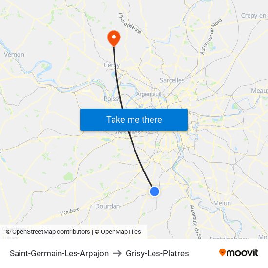 Saint-Germain-Les-Arpajon to Grisy-Les-Platres map