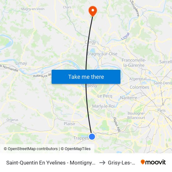 Saint-Quentin En Yvelines - Montigny-Le-Bretonneux to Grisy-Les-Platres map