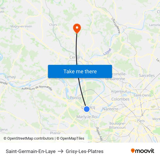 Saint-Germain-En-Laye to Grisy-Les-Platres map