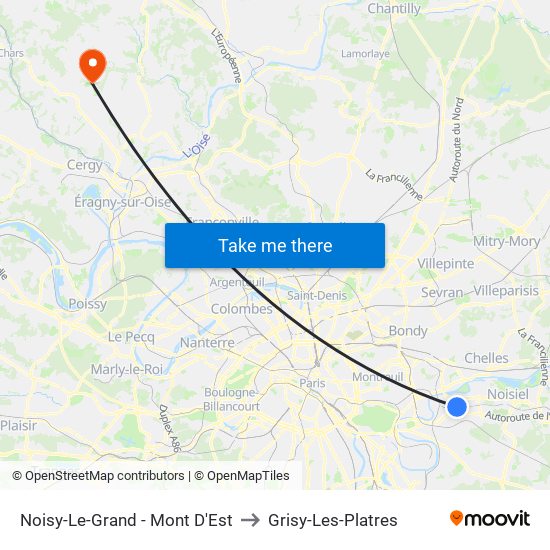 Noisy-Le-Grand - Mont D'Est to Grisy-Les-Platres map