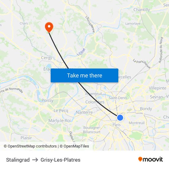 Stalingrad to Grisy-Les-Platres map