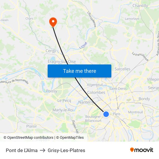 Pont de L'Alma to Grisy-Les-Platres map
