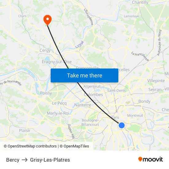 Bercy to Grisy-Les-Platres map