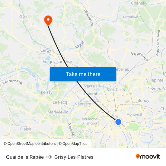 Quai de la Rapée to Grisy-Les-Platres map