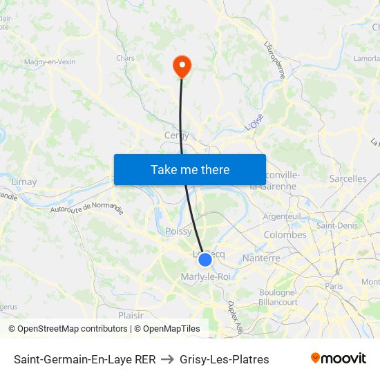 Saint-Germain-En-Laye RER to Grisy-Les-Platres map