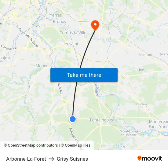 Arbonne-La-Foret to Grisy-Suisnes map