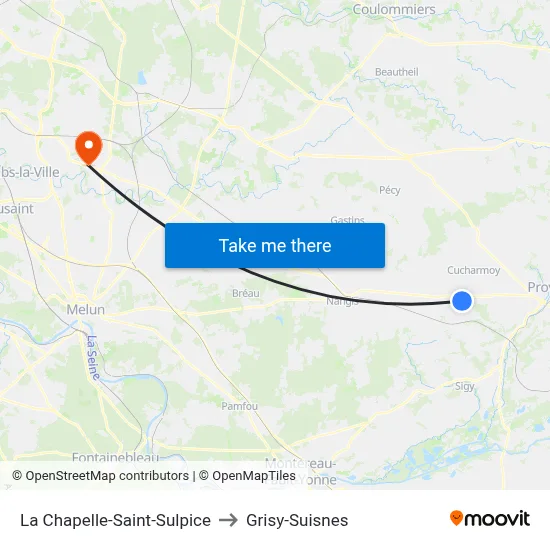 La Chapelle-Saint-Sulpice to Grisy-Suisnes map