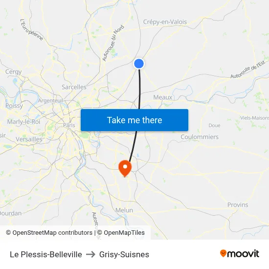 Le Plessis-Belleville to Grisy-Suisnes map