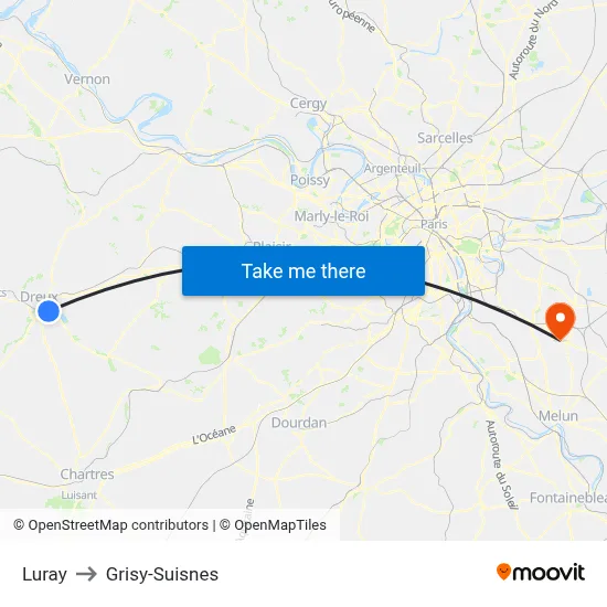 Luray to Grisy-Suisnes map