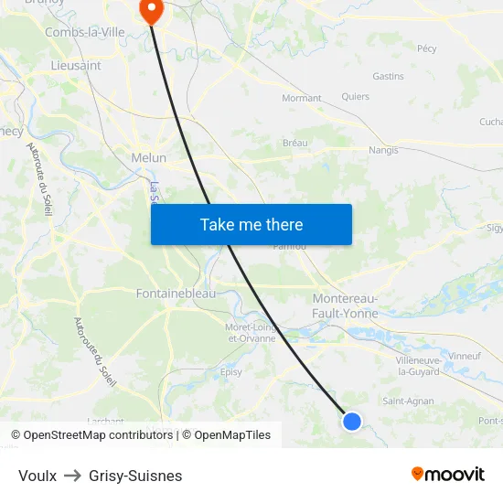 Voulx to Grisy-Suisnes map
