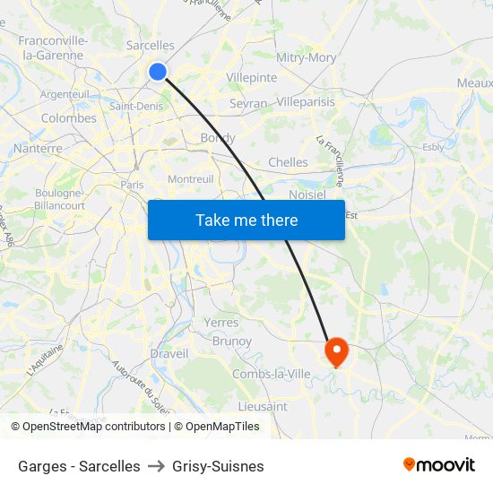 Garges - Sarcelles to Grisy-Suisnes map