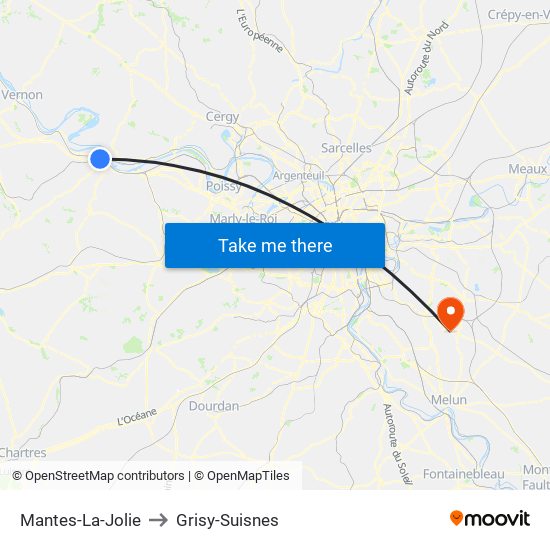 Mantes-La-Jolie to Grisy-Suisnes map