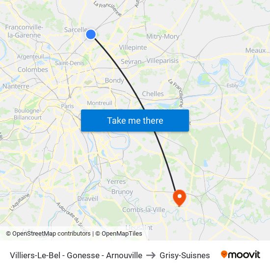 Villiers-Le-Bel - Gonesse - Arnouville to Grisy-Suisnes map