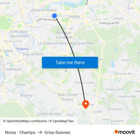 Noisy - Champs to Grisy-Suisnes map