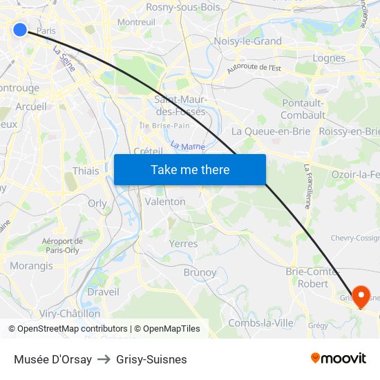 Musée D'Orsay to Grisy-Suisnes map