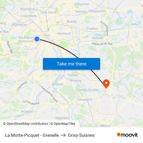 La Motte-Picquet - Grenelle to Grisy-Suisnes map