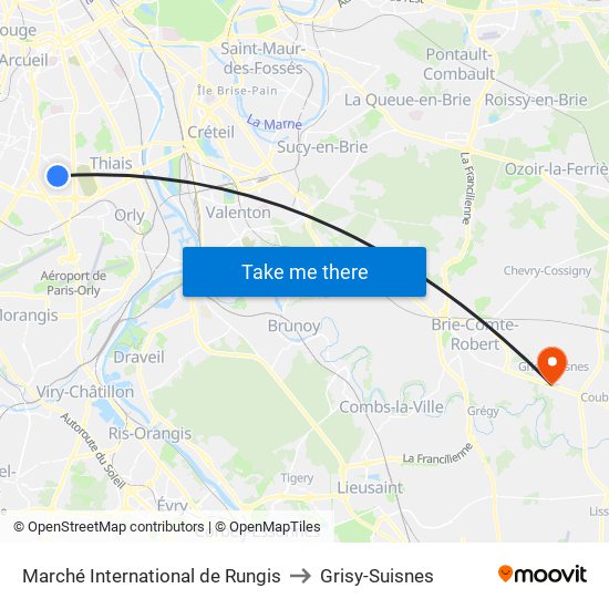 Marché International de Rungis to Grisy-Suisnes map