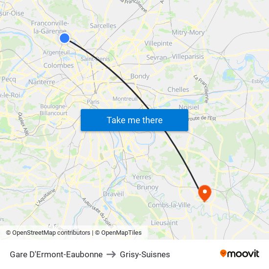 Gare D'Ermont-Eaubonne to Grisy-Suisnes map