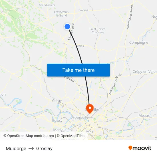 Muidorge to Groslay map