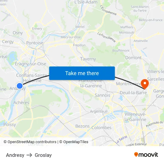 Andresy to Groslay map