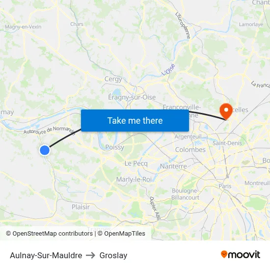 Aulnay-Sur-Mauldre to Groslay map