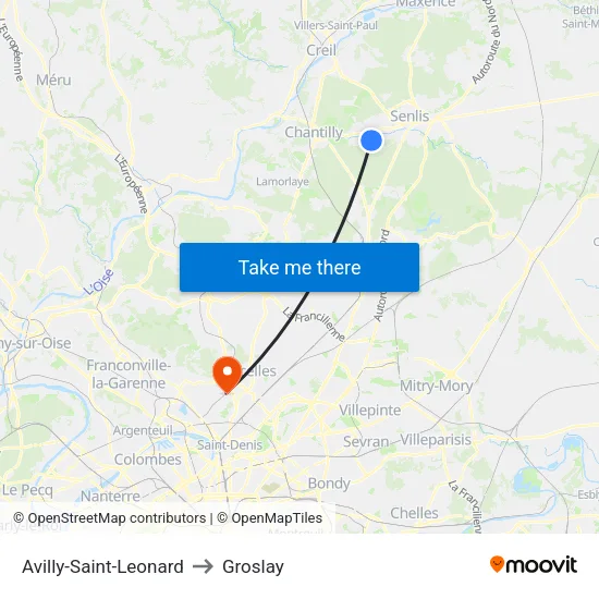 Avilly-Saint-Leonard to Groslay map