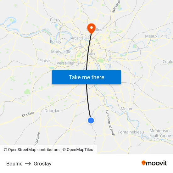 Baulne to Groslay map