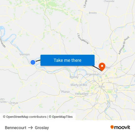 Bennecourt to Groslay map