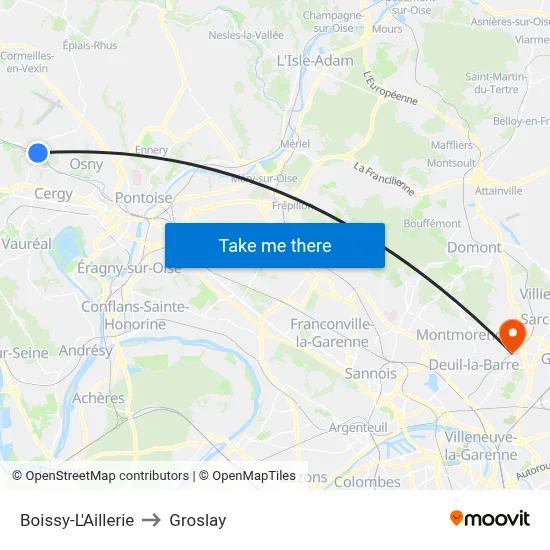 Boissy-L'Aillerie to Groslay map