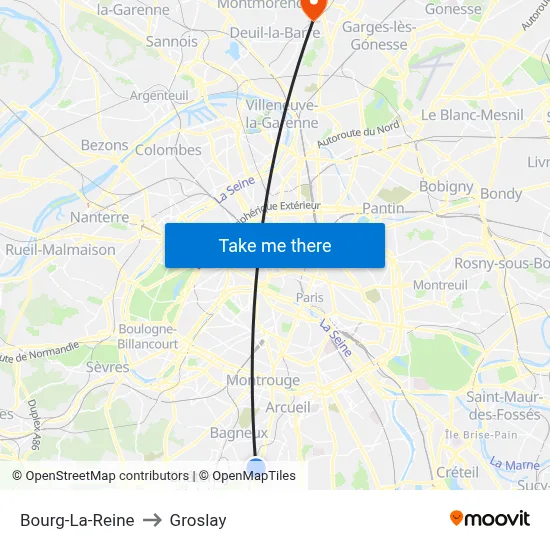 Bourg-La-Reine to Groslay map