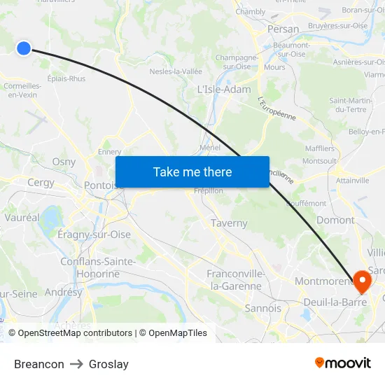 Breancon to Groslay map