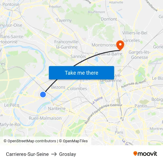 Carrieres-Sur-Seine to Groslay map