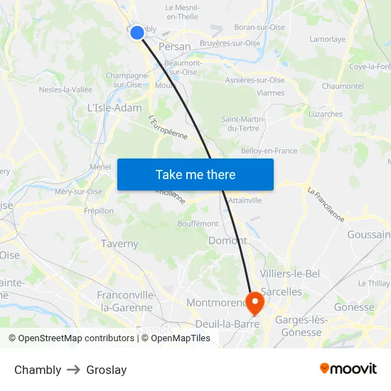 Chambly to Groslay map