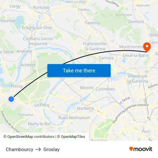 Chambourcy to Groslay map