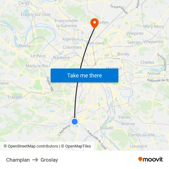 Champlan to Groslay map