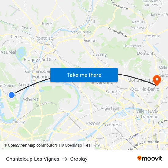 Chanteloup-Les-Vignes to Groslay map