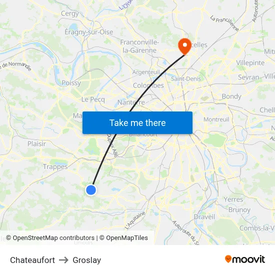 Chateaufort to Groslay map