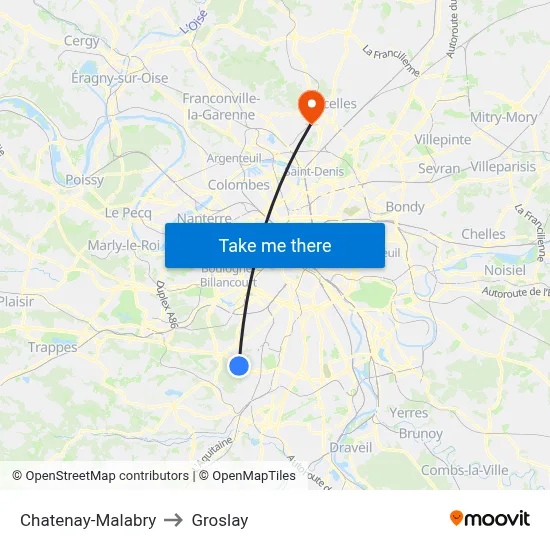 Chatenay-Malabry to Groslay map