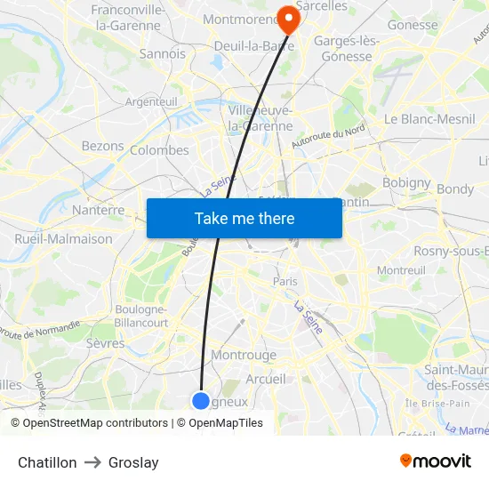 Chatillon to Groslay map