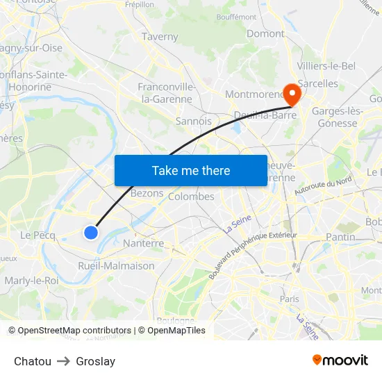 Chatou to Groslay map