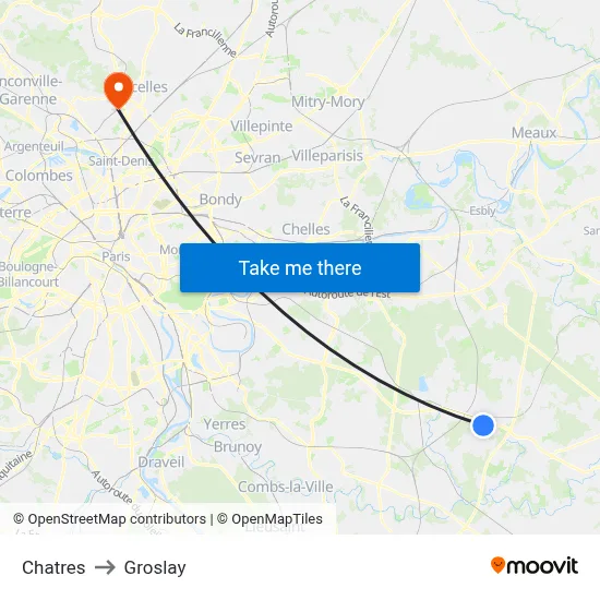 Chatres to Groslay map