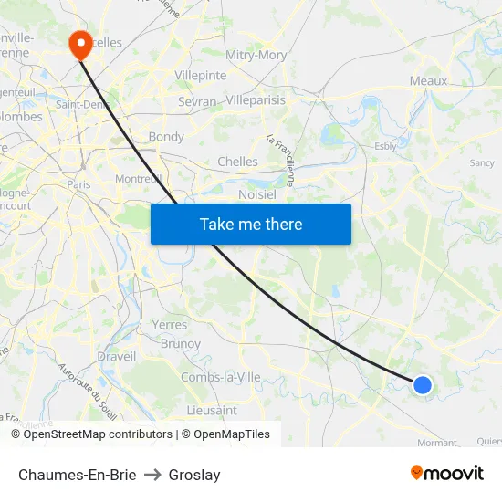 Chaumes-En-Brie to Groslay map