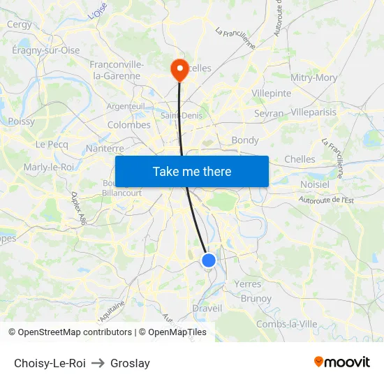 Choisy-Le-Roi to Groslay map