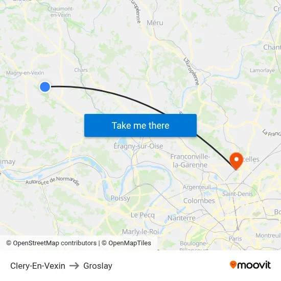 Clery-En-Vexin to Groslay map